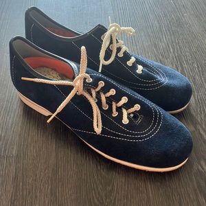Vintage 70s Navy and White Lace Up Loafer Sneakers